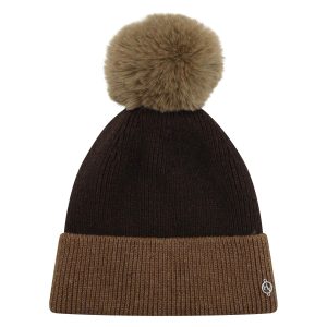 HV POLO - Bonnet femme Elvita bi-color mocca-camel