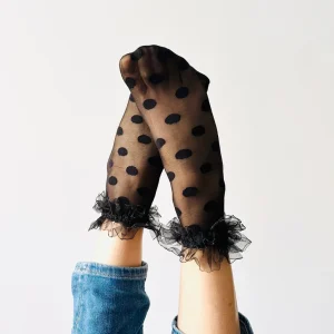 Chaussettes transparentes à pois et volants