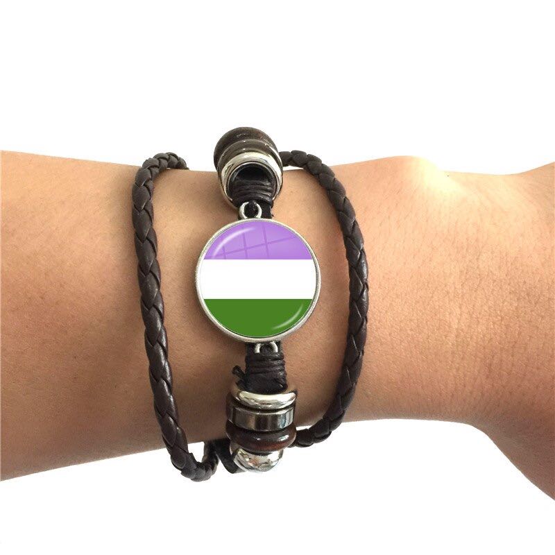 Bracelet en Cuir Drapeau Queer – Image 2