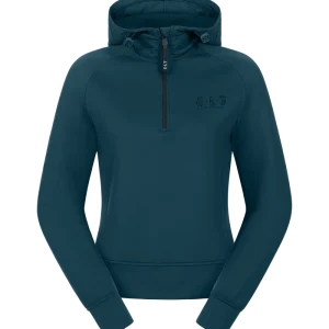 E.L.T- Pull technique à capuche Regensburg bleu pétrole