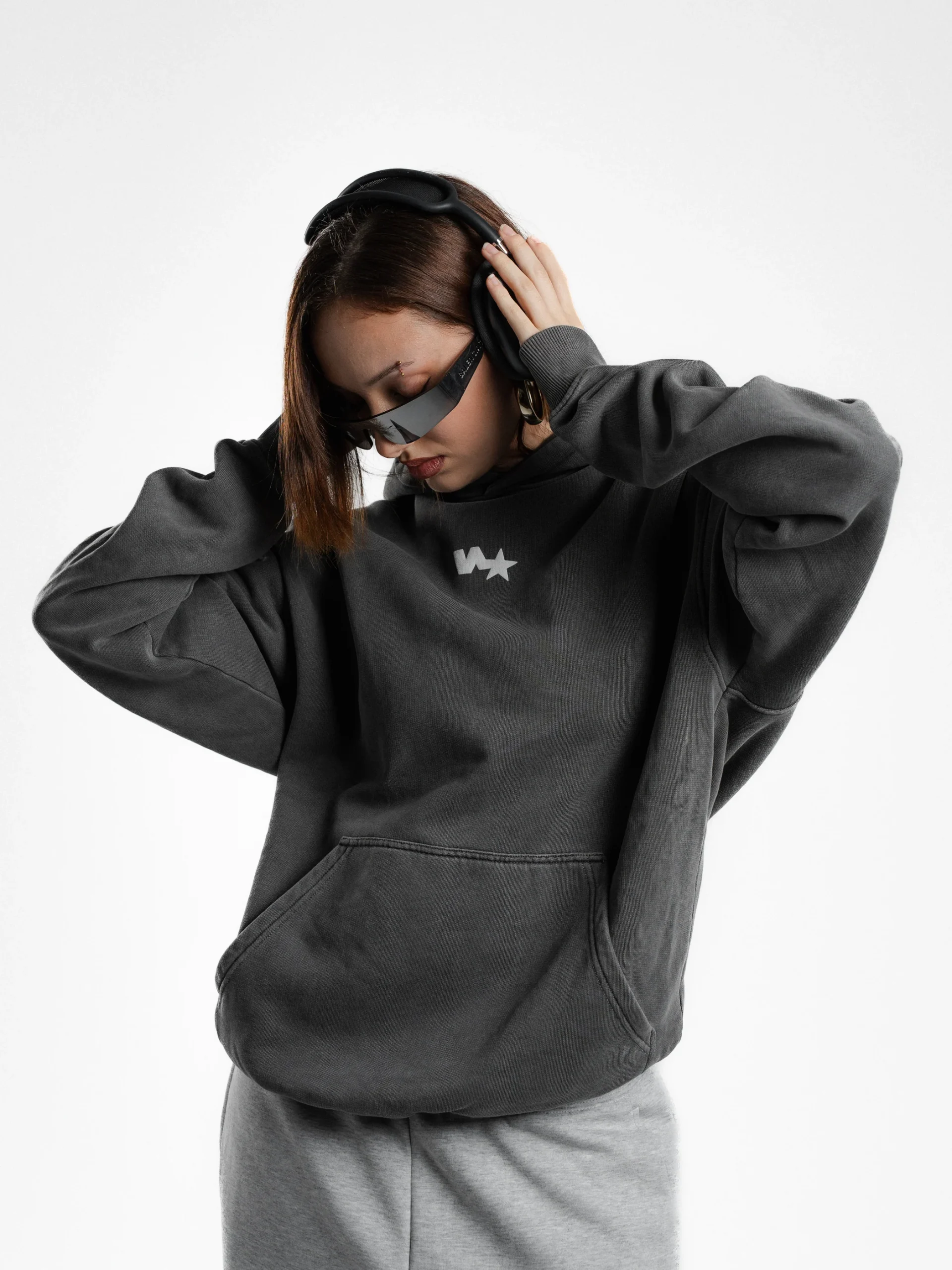 "N-star" Fade Out Grey Hoodie