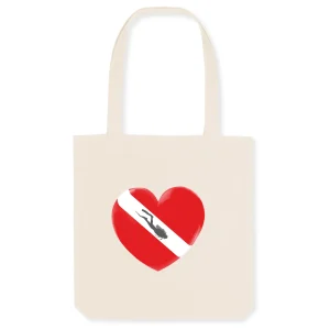 Totebag MacJos - Coton BIO : Cœur drapeau alpha plongée
