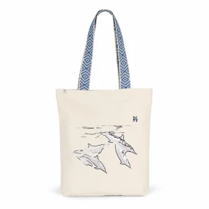 Totebag Ethnique MacJos - Coton BIO - banc de dauphins