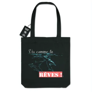 Tote-bag MacJos -100% recyclé - vis comme tu rêves dauphins