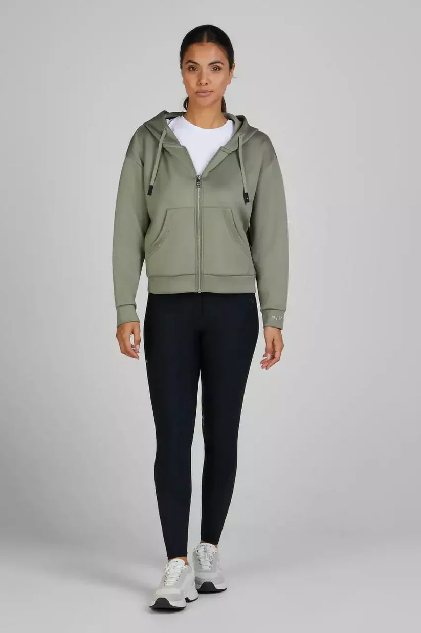 PIKEUR - Sweat à capuche zippé femme Athleisure kaki – Image 4