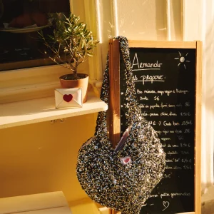 Tote bag COEUR paillettes argentées
