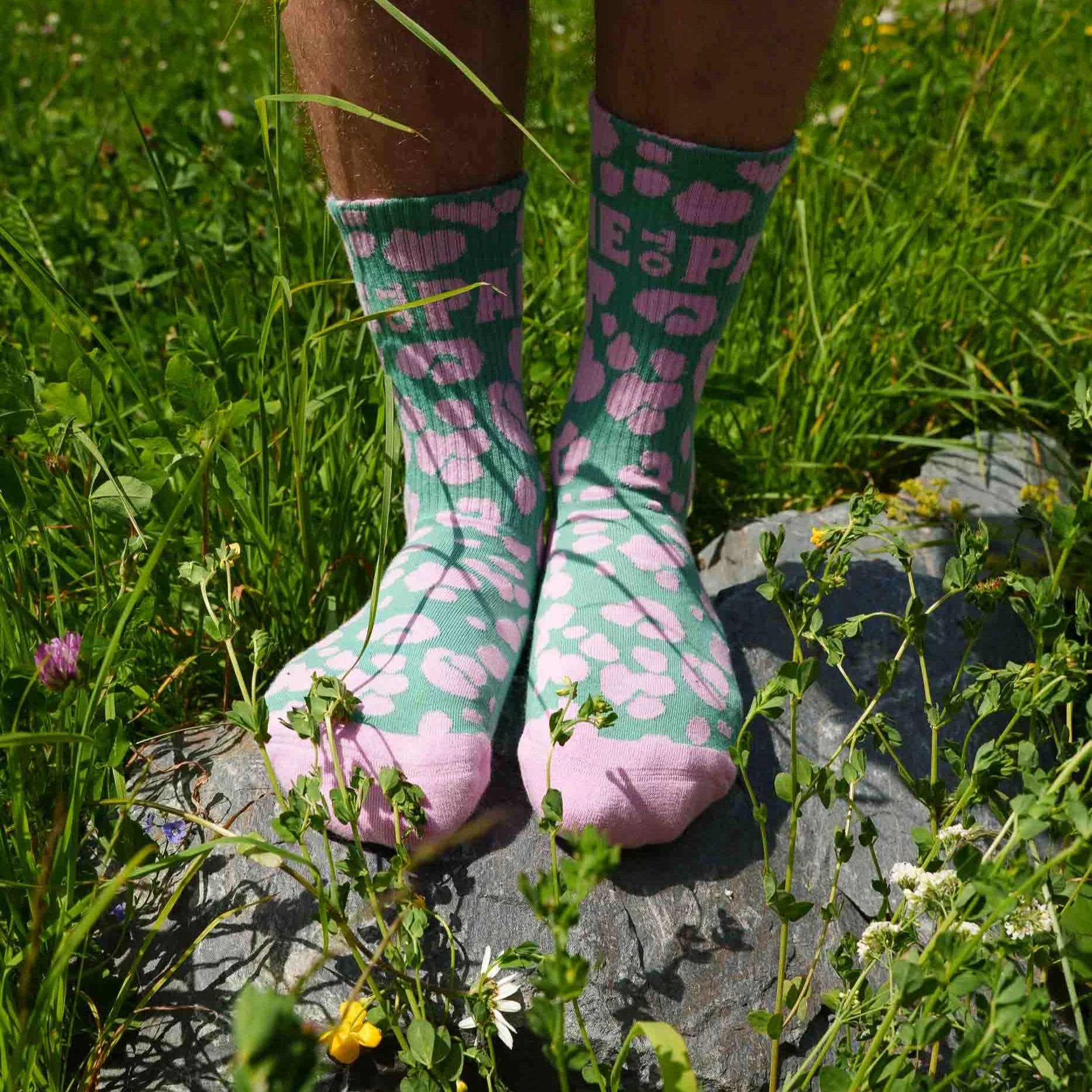 CHAUSSETTES LEO VERT-ROSE