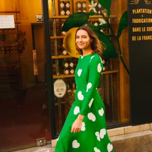 Robe Adèle verte gros coeurs