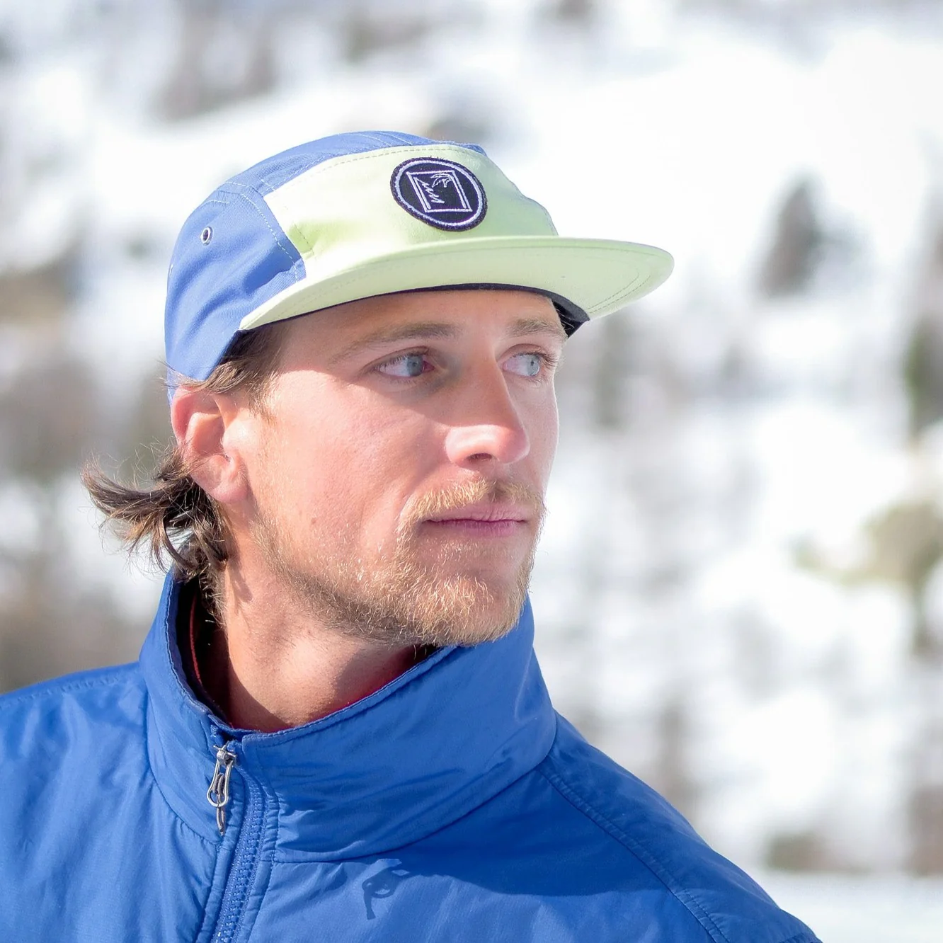 CASQUETTE 5 PANELS AZUR - bleu azur et vert anis pour homme