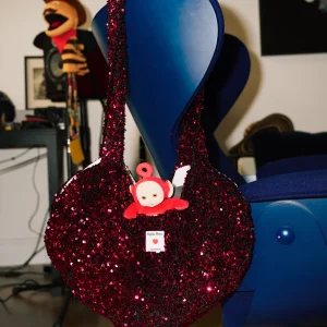 Tote bag COEUR paillettes Fuschia