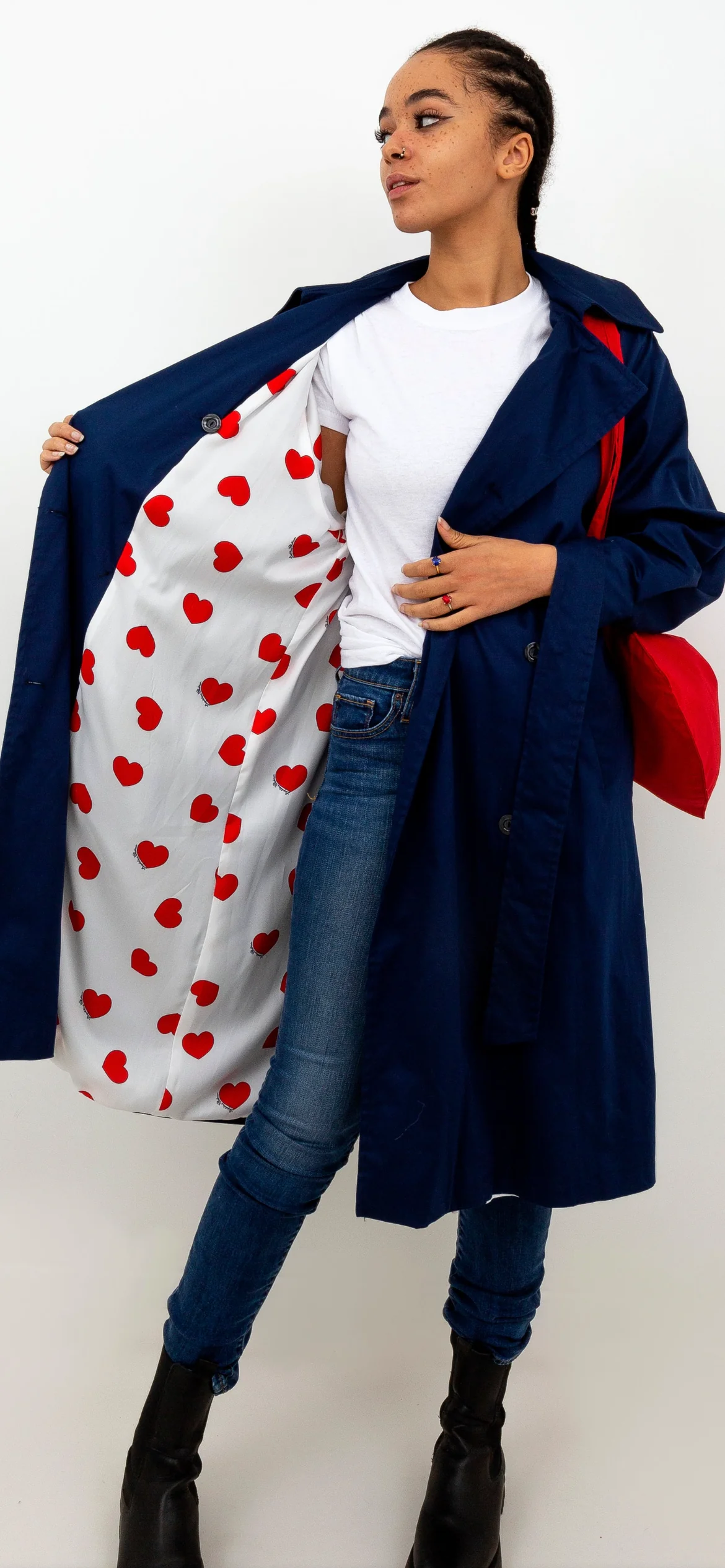 Trench-coat ANDREA Marine Doublure Coeurs – Image 2