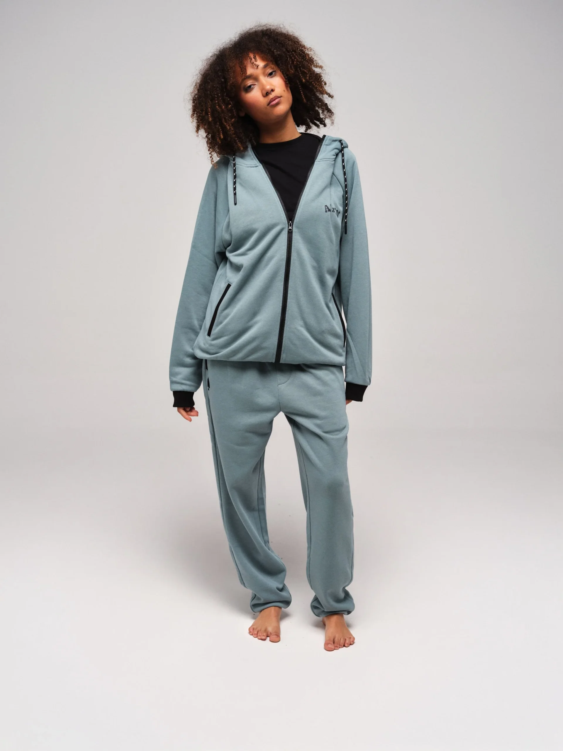 Sweat coton à capuche - Bleu vert – Image 2