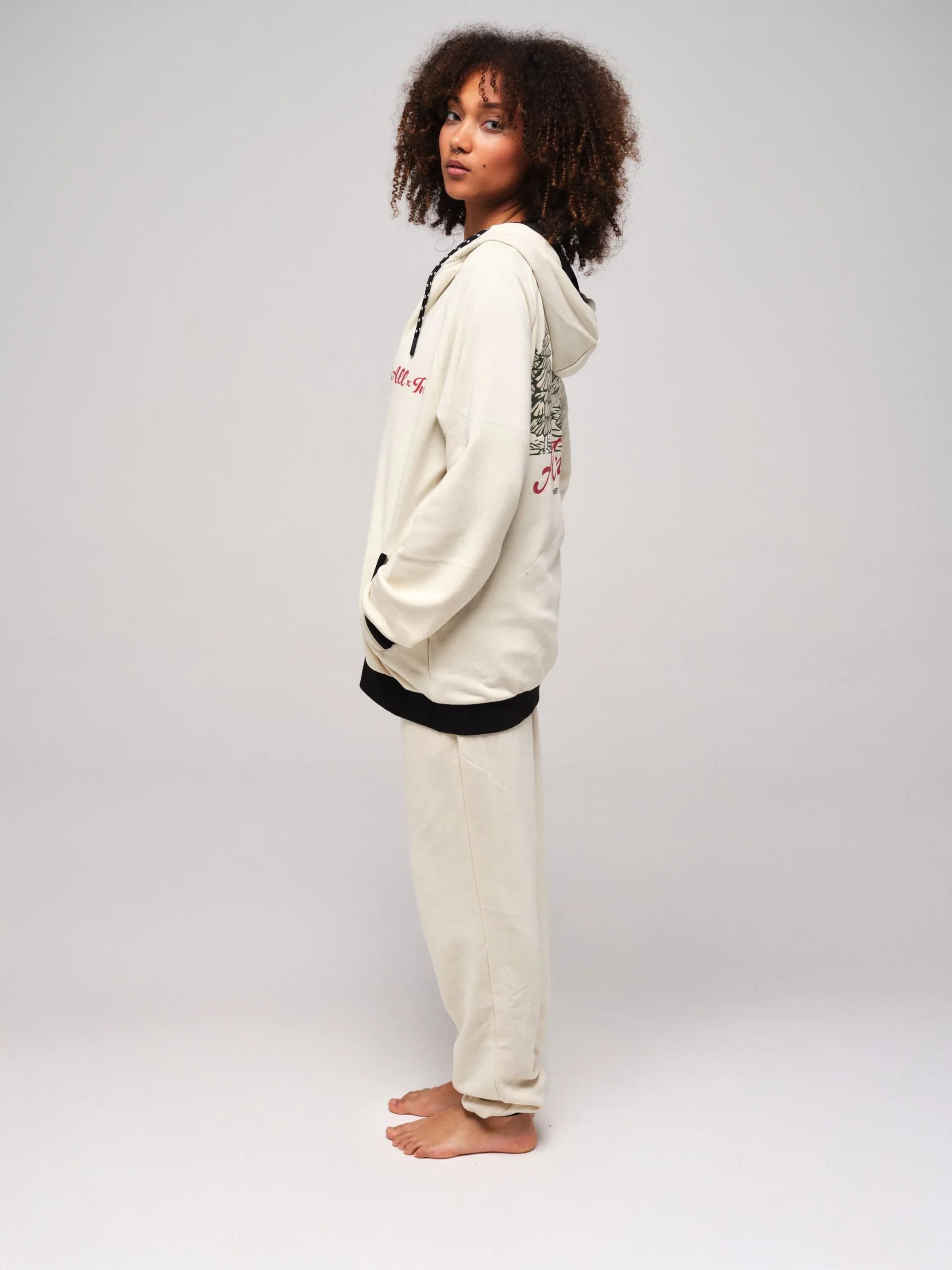 Sweat coton à capuche - Blanc cassé – Image 8