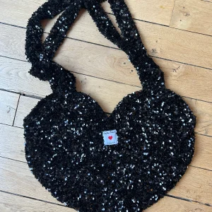Tote bag COEUR paillettes noires