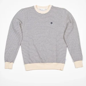 Sweat Crew Marinière ECRU - Bleu marine