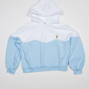 Sweat à capuche Coton Bio BICOLOR Femme - Bleu azur