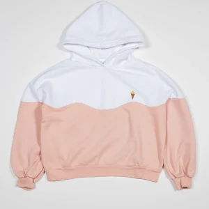 Sweat à capuche Coton Bio BICOLOR Femme - Rose pastel
