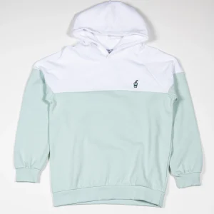 Sweat à capuche Coton Bio BICOLOR - Vert menthe