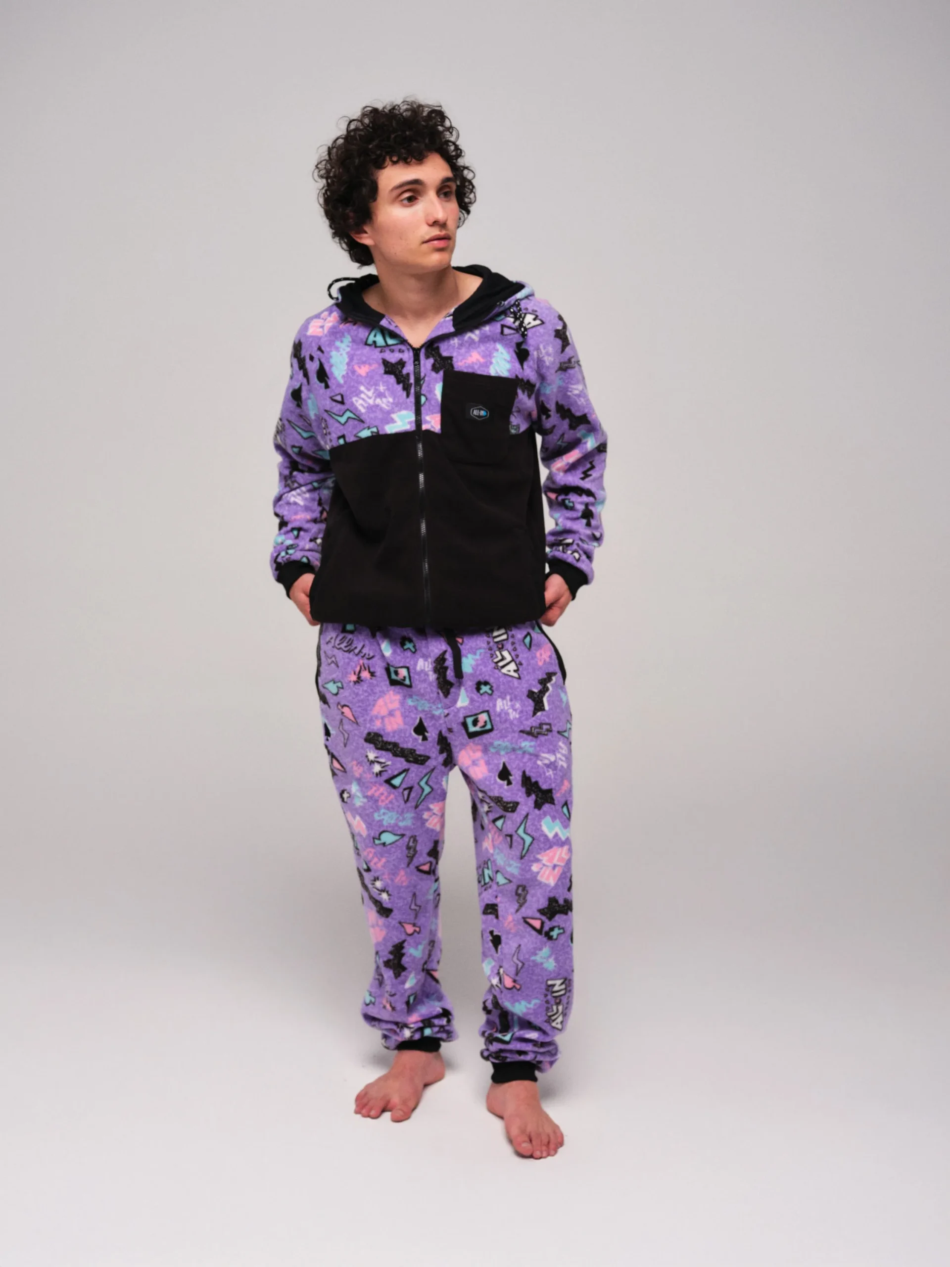 Sweat polaire à capuche - Pop 80s Violet