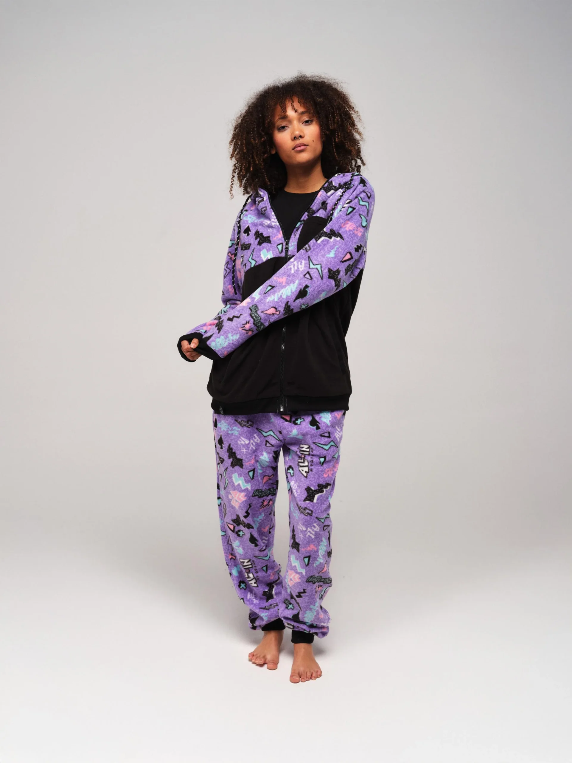 Sweat polaire à capuche - Pop 80s Violet – Image 2
