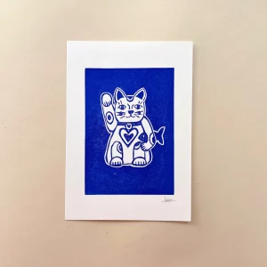 Affiche Linogravure | Lucky Cat