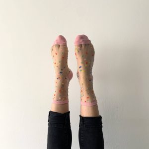Chaussettes transparentes confettis Rose