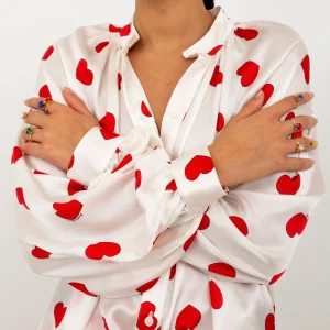 Blouse LOLITA Coeurs Rouges (Satin)