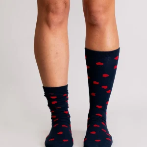 Chaussettes BIBI Marines Coeurs Rouges