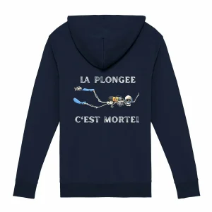 Sweat à capuche zippé unisexe squelette halloween plongée