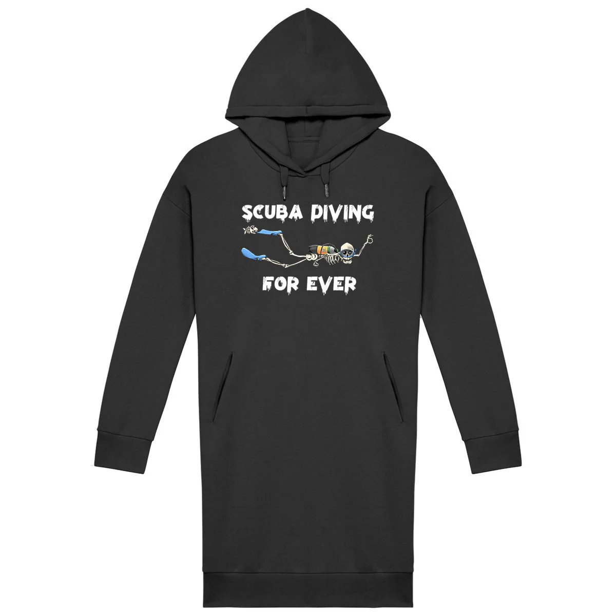 robe sweat à capuche MacJos scuba diving for ever : squelette plongeur – Image 2