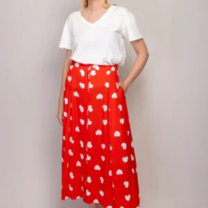 Jupe BRIGITTE Rouge Coeurs Blancs