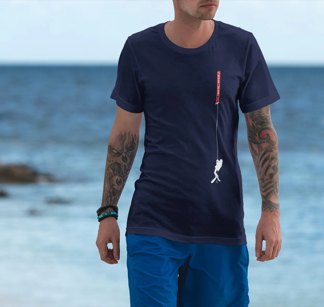 T-shirt parachute de plongée vertical avec plongeur – Image 2