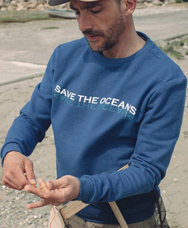 Sweat Sacha | Bleu recyclé "Save The Oceans"
