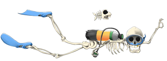 T-shirt bio plongée-Stock : Un squellette plongeur dévoré par un poisson monstre – Image 3