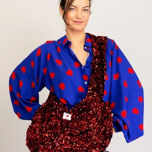 Tote bag COEUR paillettes rouges