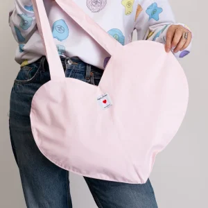 Tote bag COEUR rose pâle