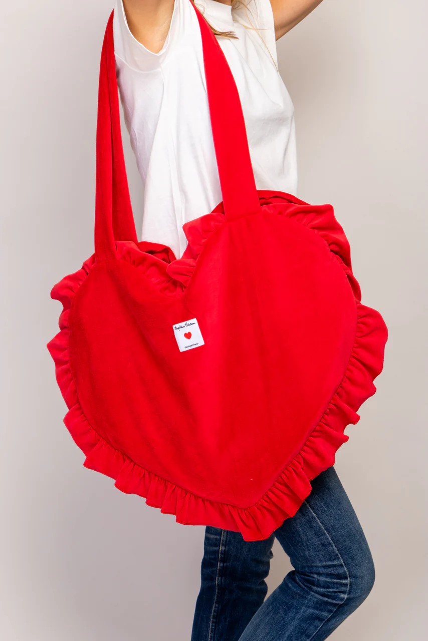 Tote bag froufrou COEUR velours Rouge – Image 2