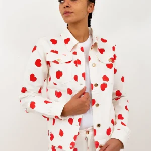 Veste ELLA Blanche Coeurs Rouges (Jean)