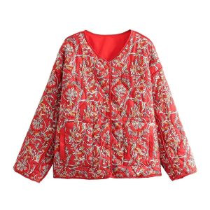 Veste Matelassée Femme Rouge