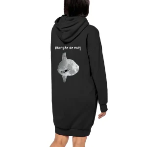 robe sweat à capuche MacJos plongeuse : plongée de nuit poissson lune